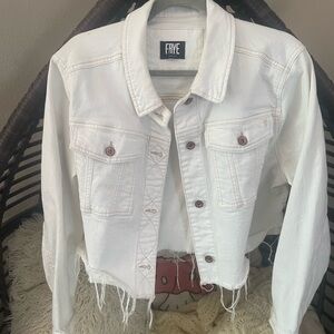 Frye Women's Off-White Distressed Denim Jacket
